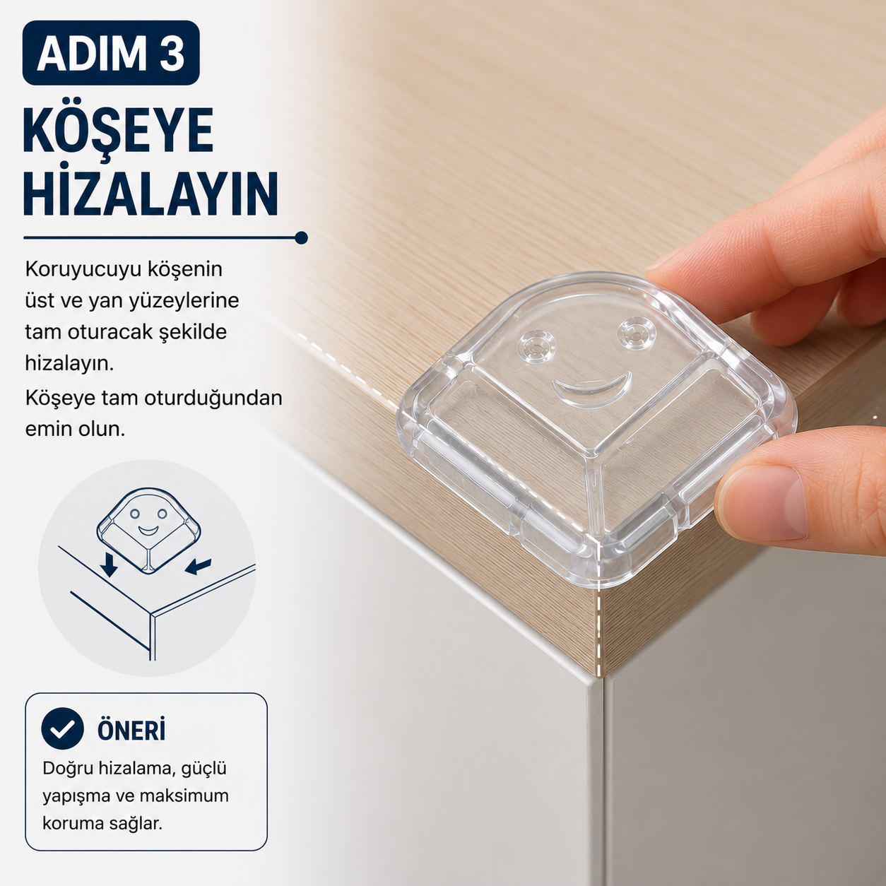 Şeffaf Silikon Oluklu Köşe Koruyucu