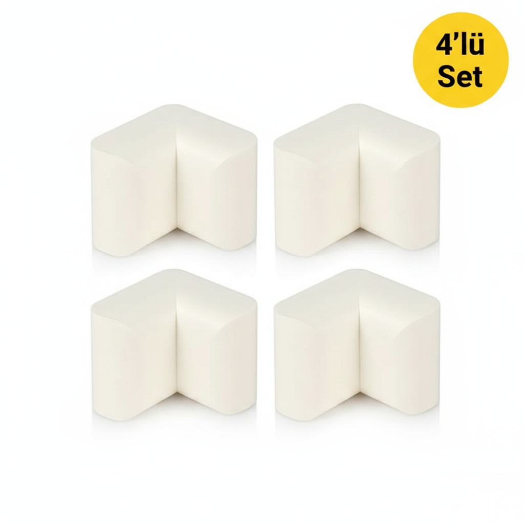 Beyaz Jumbo V Tipi Köşe Koruyucu 4'lü Set