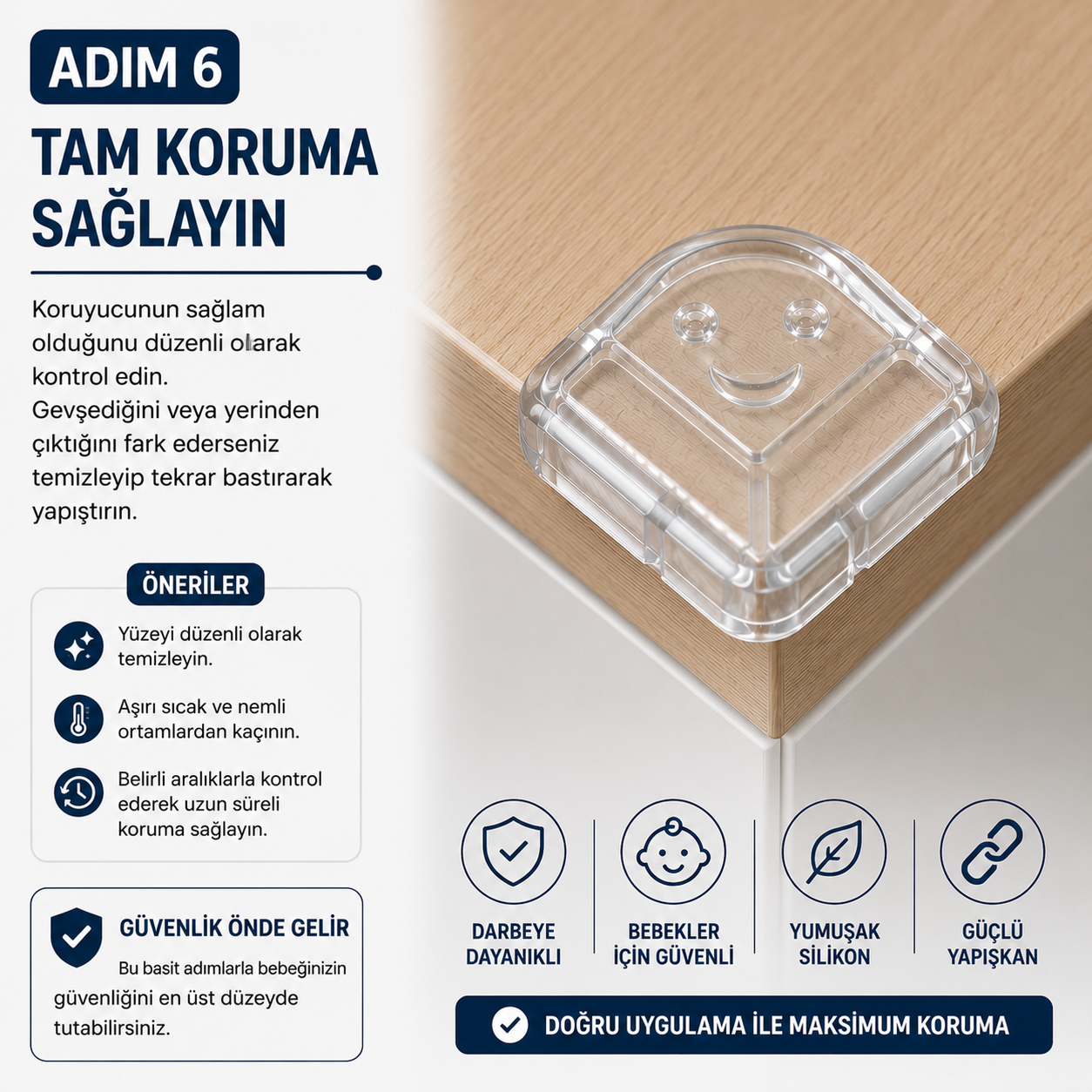 Şeffaf Silikon Oluklu Köşe Koruyucu