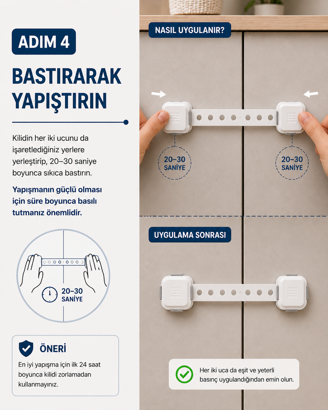 Beyaz Playsafe Diamond Çok Fonksiyonlu Ayarlanabilir Uzun Güvenlik Kilidi