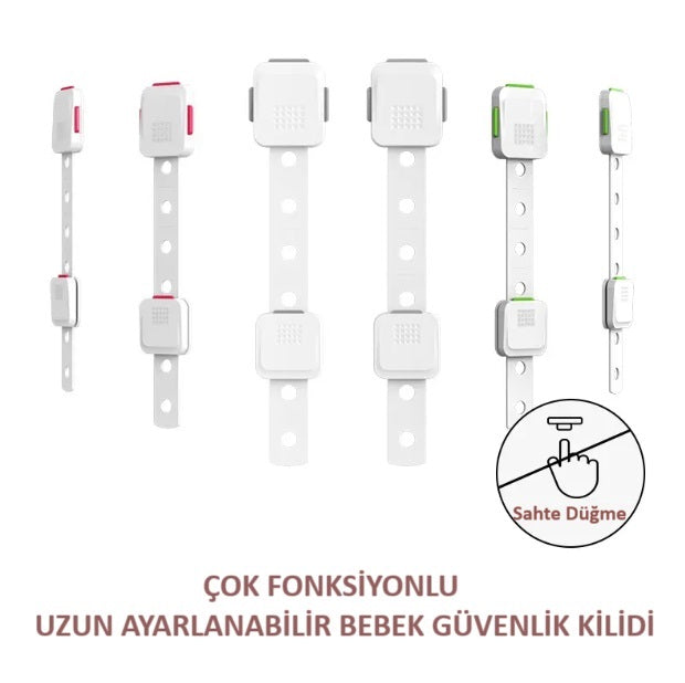 Beyaz Playsafe Diamond Çok Fonksiyonlu Ayarlanabilir Uzun Güvenlik Kilidi