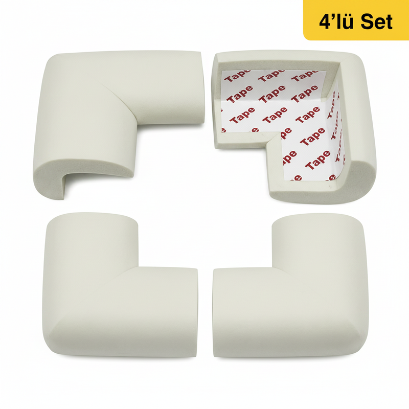 Krem V Tipi Köşe Koruyucu - 4'lü Set