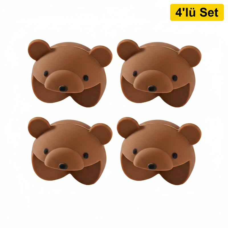 Kahverengi Silikon Sevimli Köşe Koruyucu - 4'lü Set
