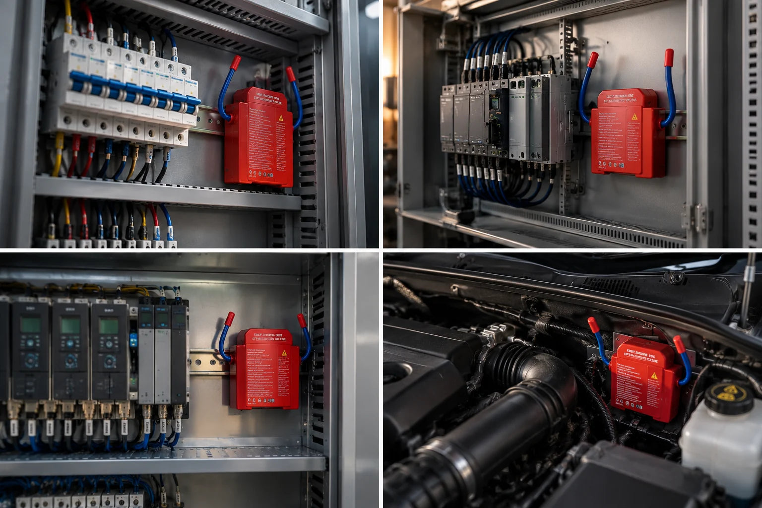 Elektrik panosu, kontrol kutusu ve motor bölmesinde kullanım örnekleri (temsili)